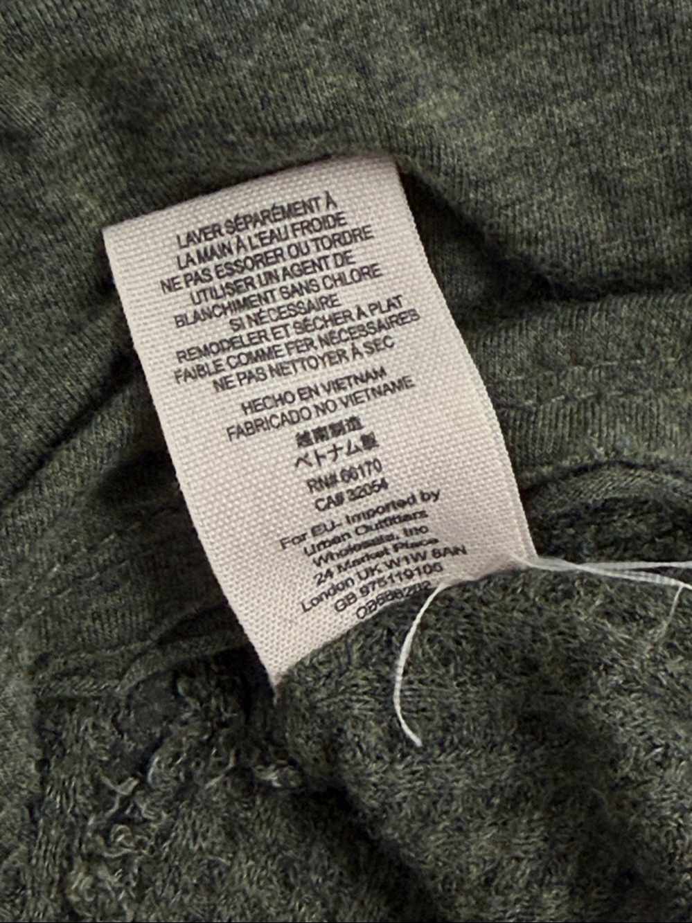 Free People We the Free Laguna Moss Green waffle knit v-neck oversized top - Picture 8 of 9